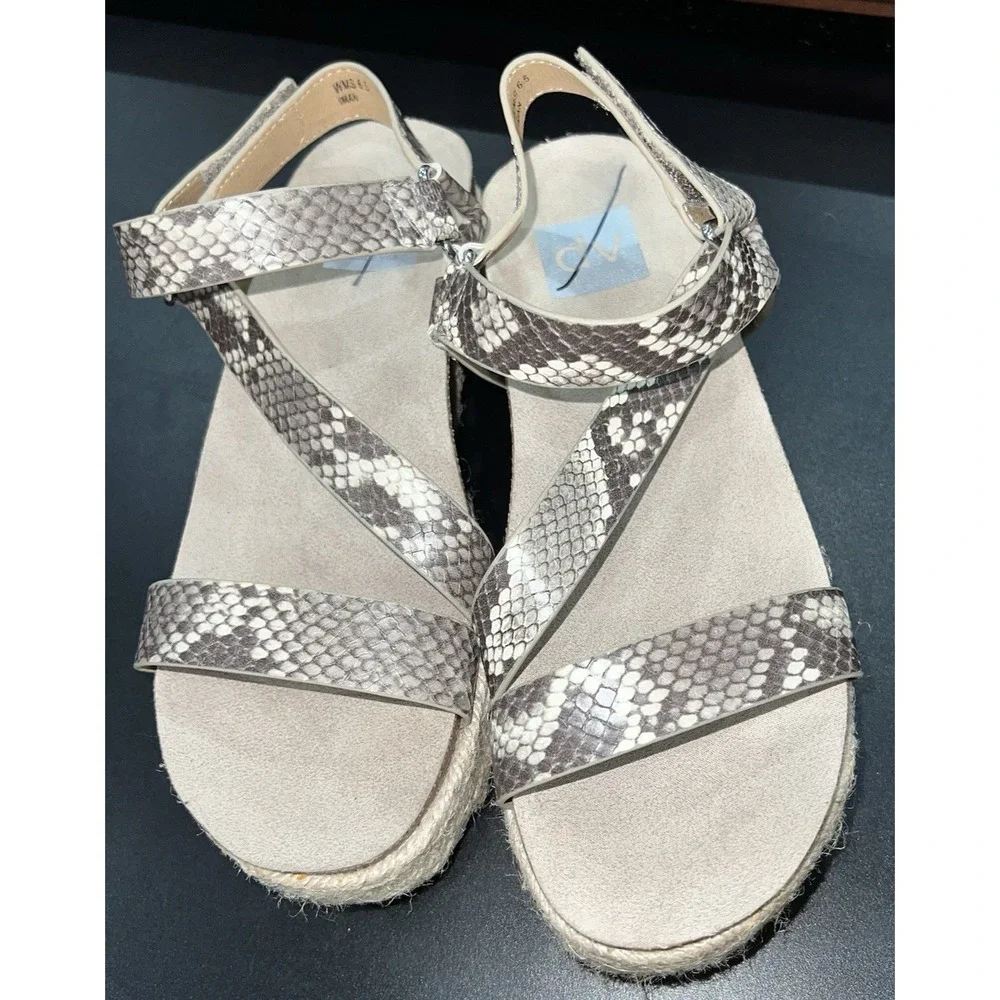 Dolce Vita Iman Sandals Espadrille Platform BOHO Snake Leather Size 6.5